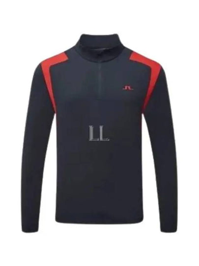 Lucas Quarter Zipper Long Sleeve T-Shirt Navy Barbados Cherry - J.LINDEBERG - BALAAN 2