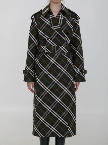 Long Trench Coat In Cotton Blend - BURBERRY - BALAAN 1