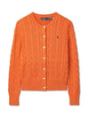 W cable knit cotton crew neck cardigan orange - POLO RALPH LAUREN - BALAAN 1