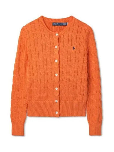 30 points paid W cable knit cotton crew neck cardigan orange - POLO RALPH LAUREN - BALAAN 1