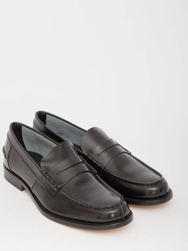 Stamped Monogram Semi-Shiny Leather Loafers Black - TOD'S - BALAAN 5