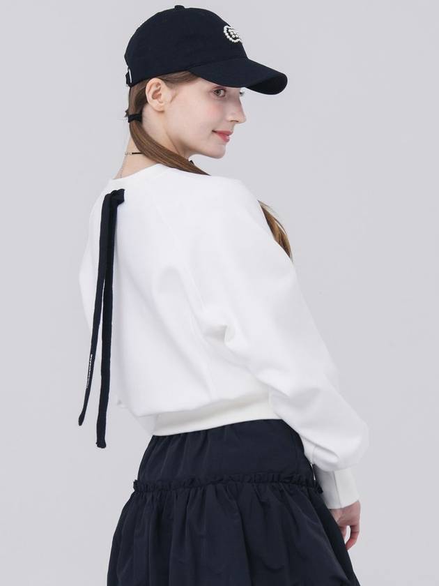 Ribbon Decoration Hem Rib Crop Naglan White Sweatshirt DO3242SW50 1 - DOYOUKNOWMC GOLF WEAR - BALAAN 5