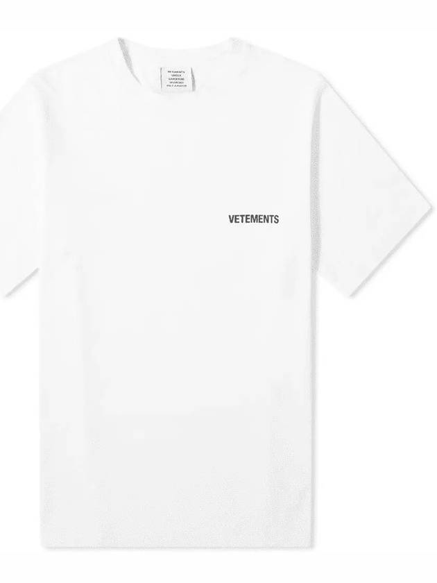 Mini Logo Printing Short Sleeve T-Shirt White - VETEMENTS - BALAAN 3