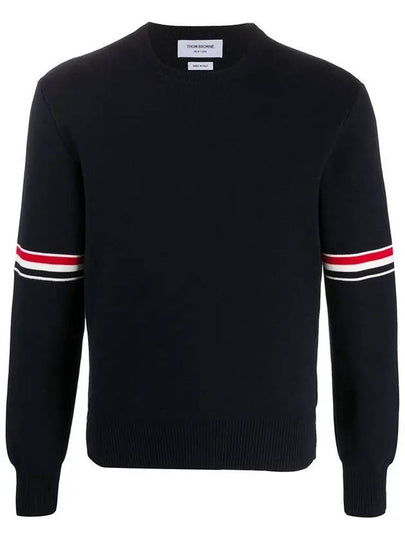 Men's Milan Stitch Armband Crew Neck Knit Top Navy - THOM BROWNE - BALAAN 2