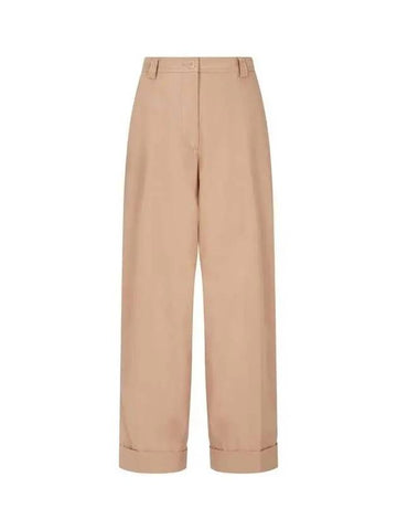 Women s Cotton Roll Up Wide Pants Natural - DRIES VAN NOTEN - BALAAN 1