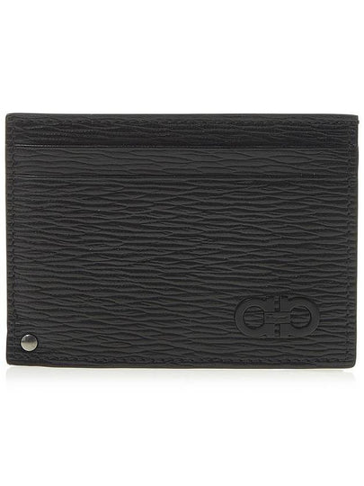 Double Gancini Leather Card Wallet Black - SALVATORE FERRAGAMO - BALAAN 2