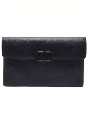 V Logo Clutch Bag Black - VALENTINO - BALAAN 1