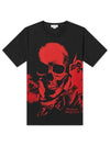 Skull Printing Short Sleeve T-Shirt Black Red - ALEXANDER MCQUEEN - BALAAN 2