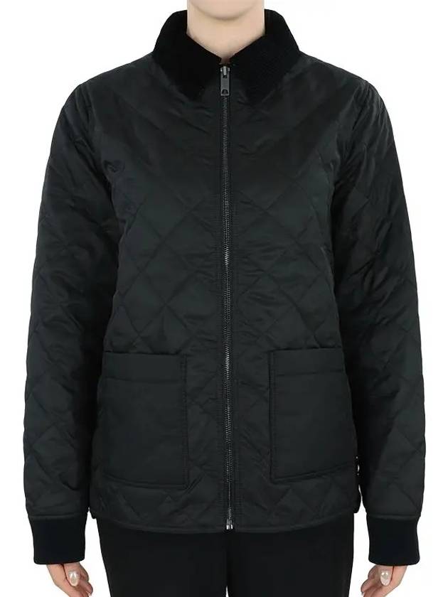 Kids Corduroy Collar Diamond Quilted Jacket Black - BURBERRY - BALAAN 3