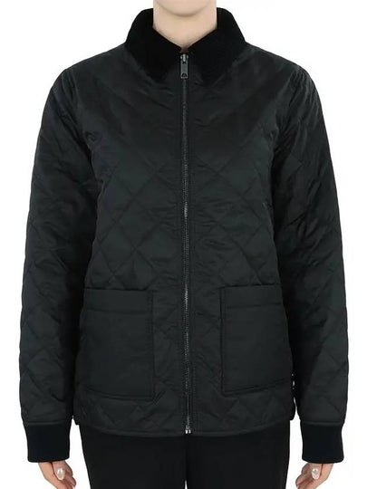 Kids Corduroy Collar Diamond Quilted Jacket Black - BURBERRY - BALAAN 2