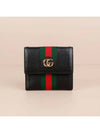 Ophidia Gold Leather Flap Half Wallet Black - GUCCI - BALAAN 3