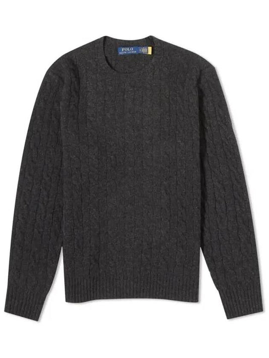 Embroid Logo Cable Knit Top Dark Grey - POLO RALPH LAUREN - BALAAN 2