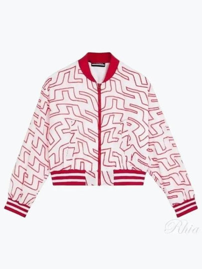 Women's Audrey Monogram Print Golf Crop Bomber Jacket Red - J.LINDEBERG - BALAAN 2