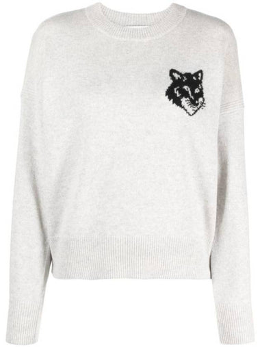 Fox Head Intarsia Comfort Knit Top Light Grey - MAISON KITSUNE - BALAAN 1