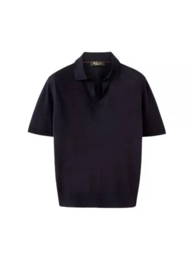 Ryome Silk Linen Polo Shirt Navy - LORO PIANA - BALAAN 2