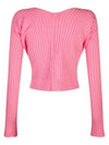 La Maille Pralu Longue Micro Charm Logo Cardigan Pink - JACQUEMUS - BALAAN 3