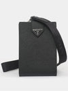 Triangle Logo Phone Case Cross Bag Black - PRADA - BALAAN 3