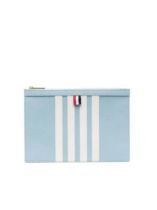 4-Bar Leather Clutch Bag Blue - THOM BROWNE - BALAAN 1