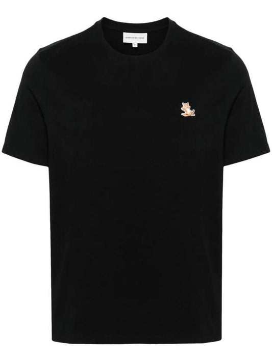 Chillax Fox Patch Regular Short Sleeve T-Shirt Black - MAISON KITSUNE - BALAAN 1