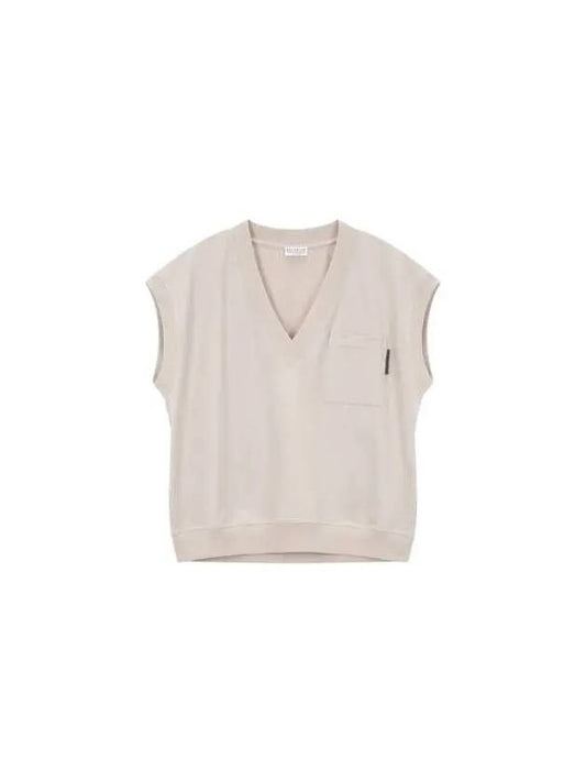 Shimaeul 8th Anniversary 10 e Point 9 8 Women s Monili Label V neck Vest Beige 270956 - BRUNELLO CUCINELLI - BALAAN 1