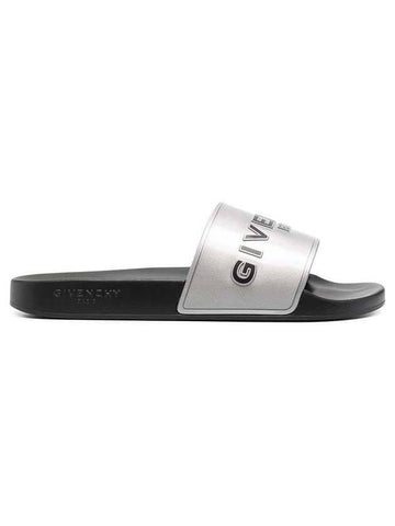 Logo Slide Slippers Silver - GIVENCHY - BALAAN 1