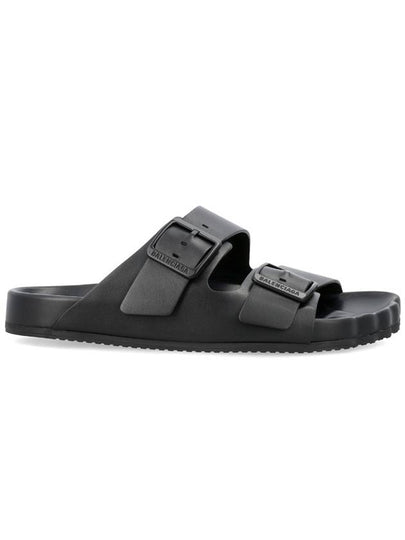 Sunday Double Buckle Leather Slippers Black - BALENCIAGA - BALAAN 2