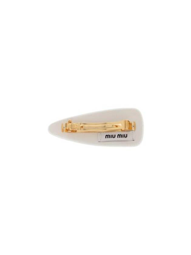 Logo Patent Leather Hair Clip White - MIU MIU - BALAAN 3