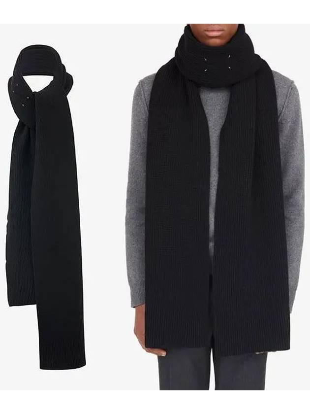 Cotton Wool Stitched Muffler Black - MAISON MARGIELA - BALAAN 2