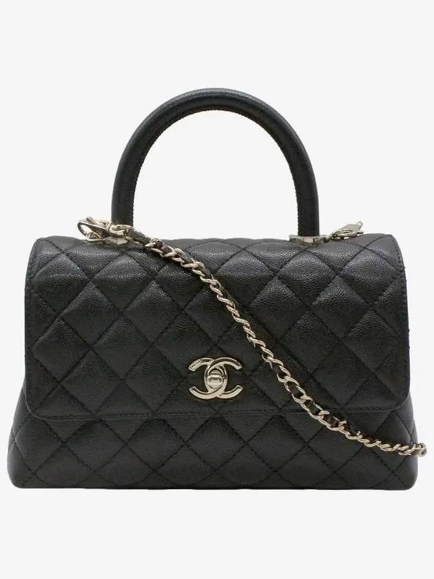 Coco Handle Caviar Gold Small Tote Bag Black - CHANEL - BALAAN 3