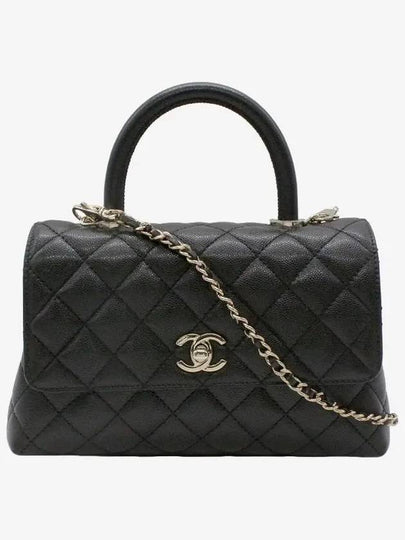 Coco Handle Caviar Gold Small Tote Bag Black - CHANEL - BALAAN 2