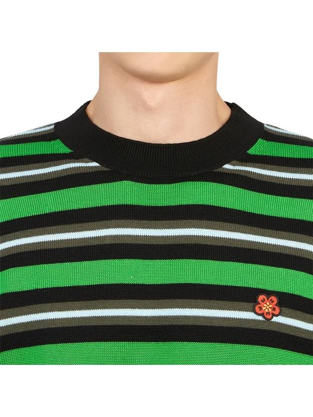 Boke Flower Patch Striped Wool Knit Top Grass Green - KENZO - BALAAN 8