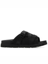 logo buckle strap slippers black - PRADA - BALAAN.