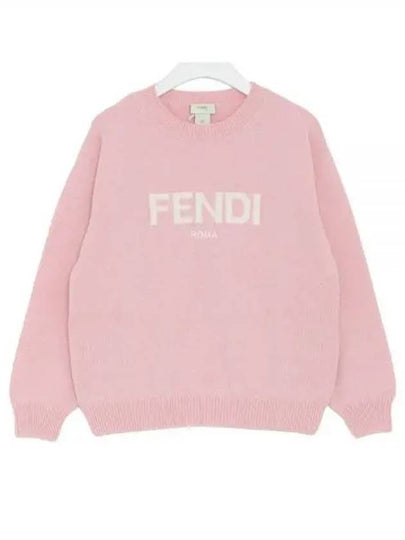 Kids Logo Knit Top Rose - FENDI - BALAAN 2