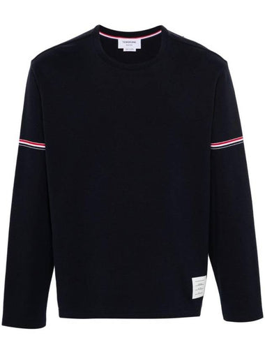 Cotton Rugby Long Sleeve T-Shirt Navy - THOM BROWNE - BALAAN 1