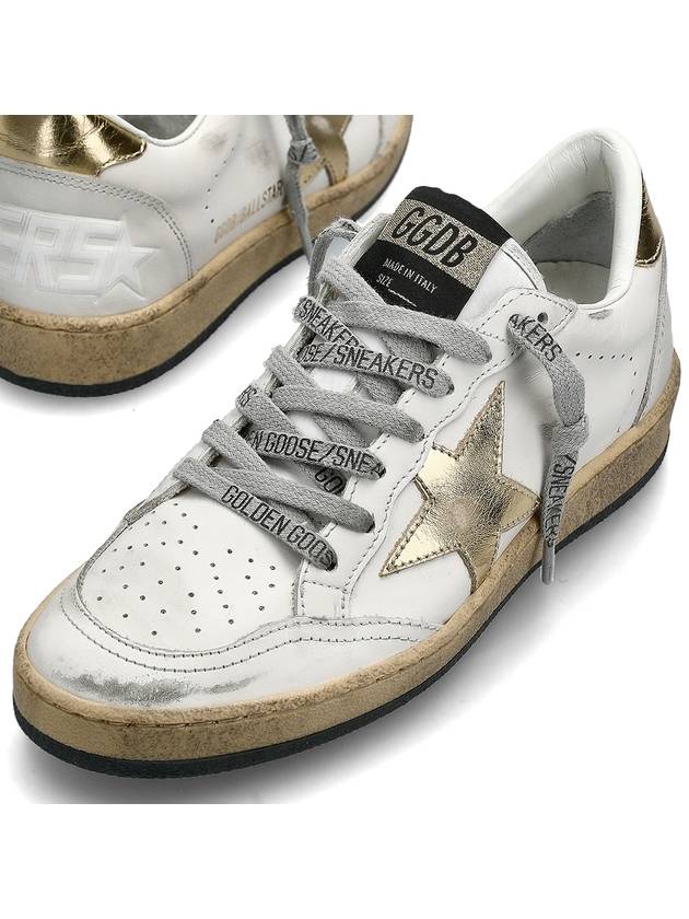 Women's Ballstar Leather Upper Laminate Star Heel Tab Low Top Sneakers Milk Gold - GOLDEN GOOSE - BALAAN 2