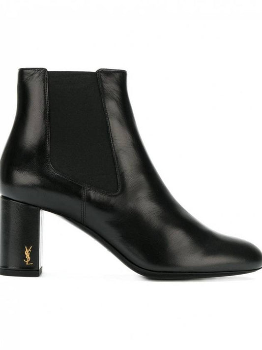 gold logo ankle middle boots black - SAINT LAURENT - BALAAN.