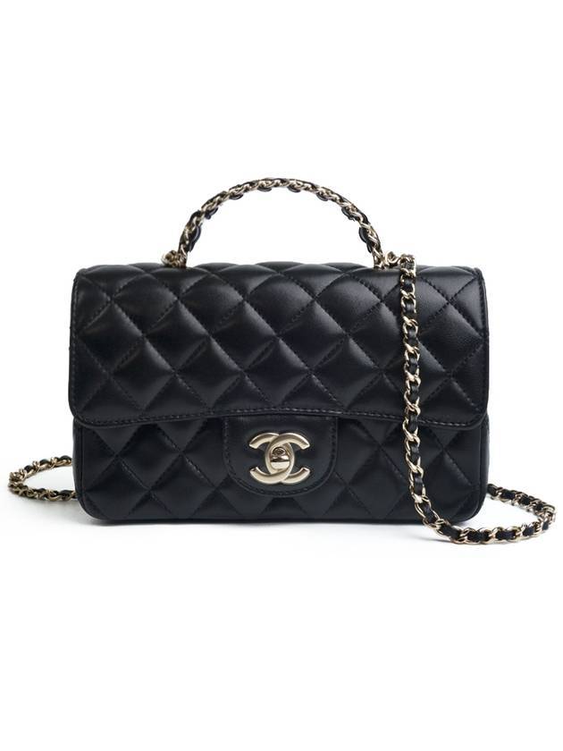 Top Handle Lambskin Cross Bag Black - CHANEL - BALAAN 1