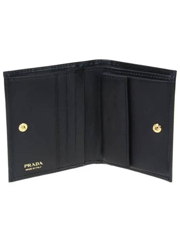 Vitello Triangular Logo Half Wallet Black - PRADA - BALAAN 7