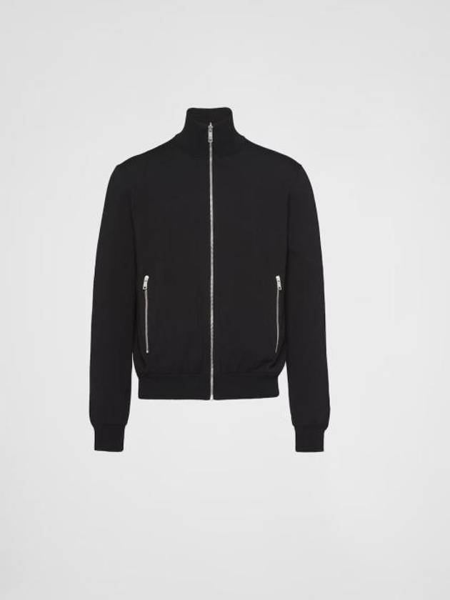 Reversible Wool Nylon Bomber Jacket Black - PRADA - BALAAN 2