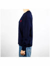 Small Heart Logo Wool Cardigan Navy - AMI - BALAAN 4