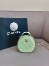 Top handle round bag cosmetic cross bag caviar mint champagne gold AP2502 - CHANEL - BALAAN 1