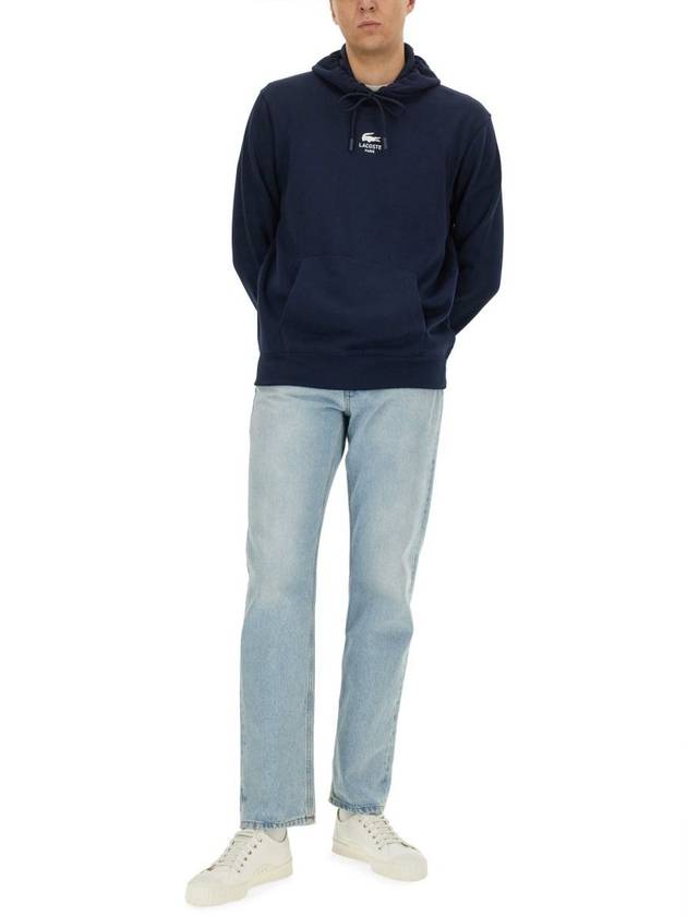 Print Hoodie Navy Blue - LACOSTE - BALAAN 3