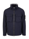 Men's Soft Shell Pocket Zip-Up Jacket Navy - STONE ISLAND - BALAAN.