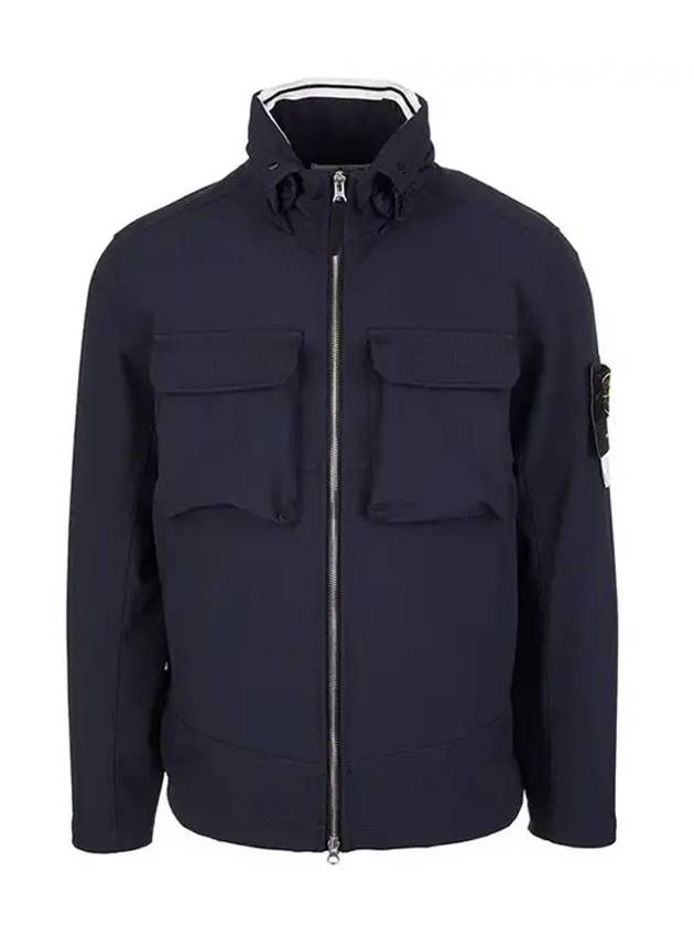 Men's Soft Shell Pocket Zip-Up Jacket Navy - STONE ISLAND - BALAAN.