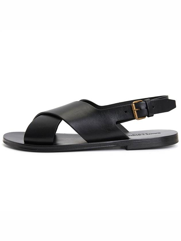 Mojave Cross Strap Sandals Black - SAINT LAURENT - BALAAN 5