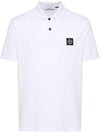 Logo Patch Polo Shirt White - STONE ISLAND - BALAAN 1