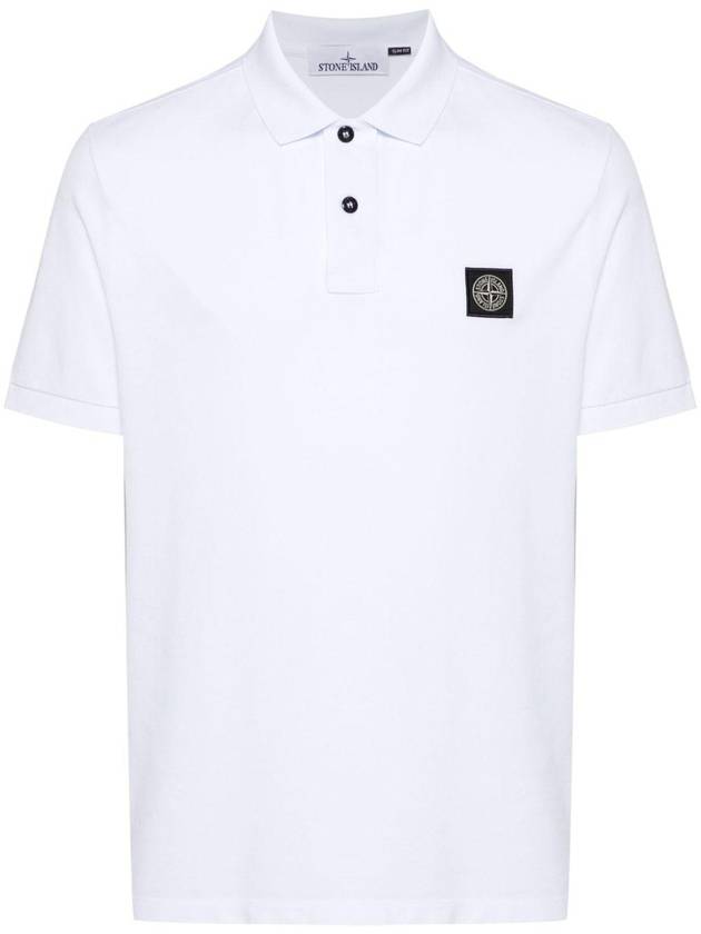 Logo Patch Polo Shirt White - STONE ISLAND - BALAAN 1