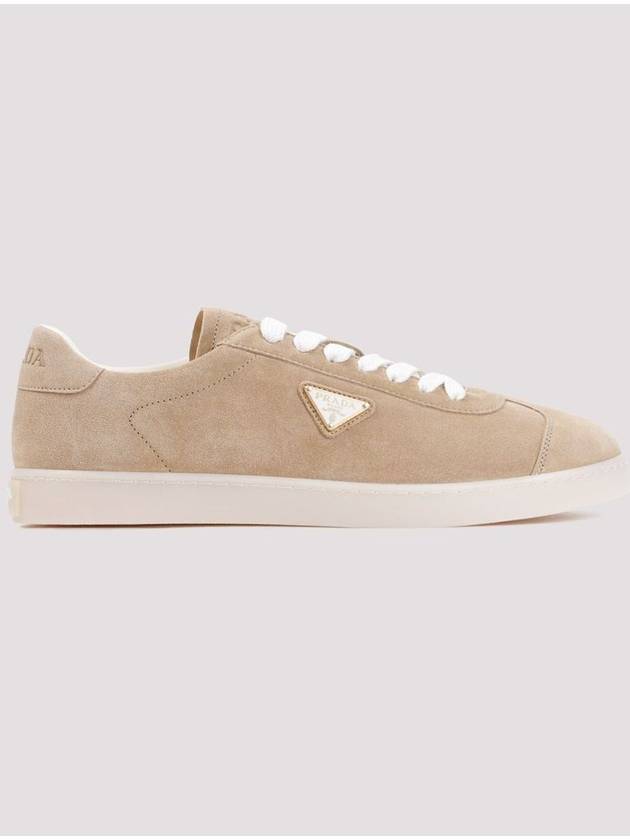 Lane Suede Low Top Sneakers Beige Tan - PRADA - BALAAN 3