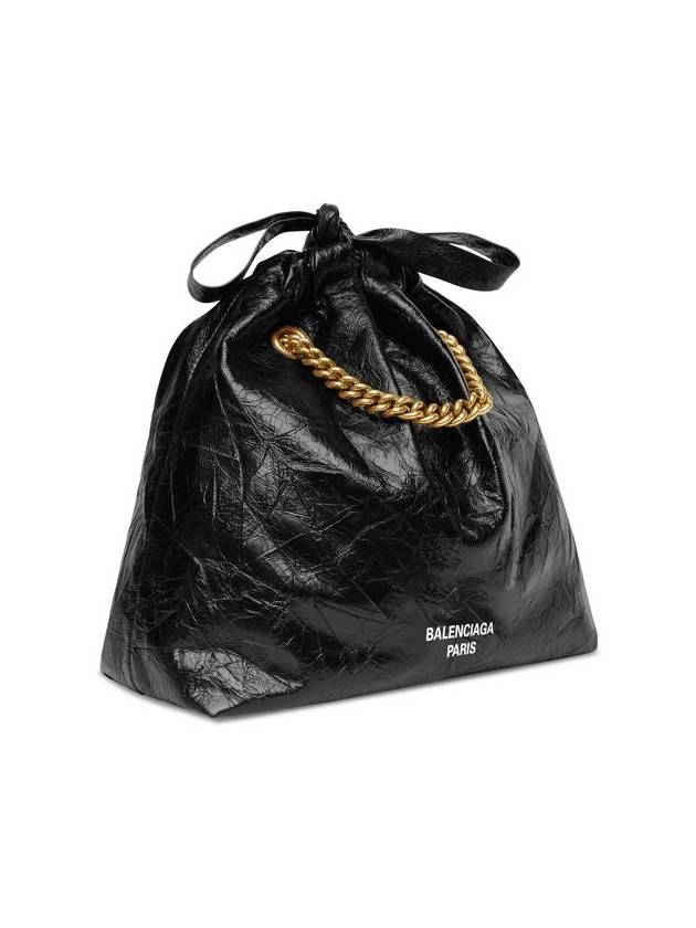 Crush Small Leather Shoulder Bag Black - BALENCIAGA - BALAAN 5