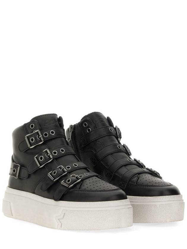 Star Moon Buckle Nappa Wax High Top Sneakers Black - ASH - BALAAN 4